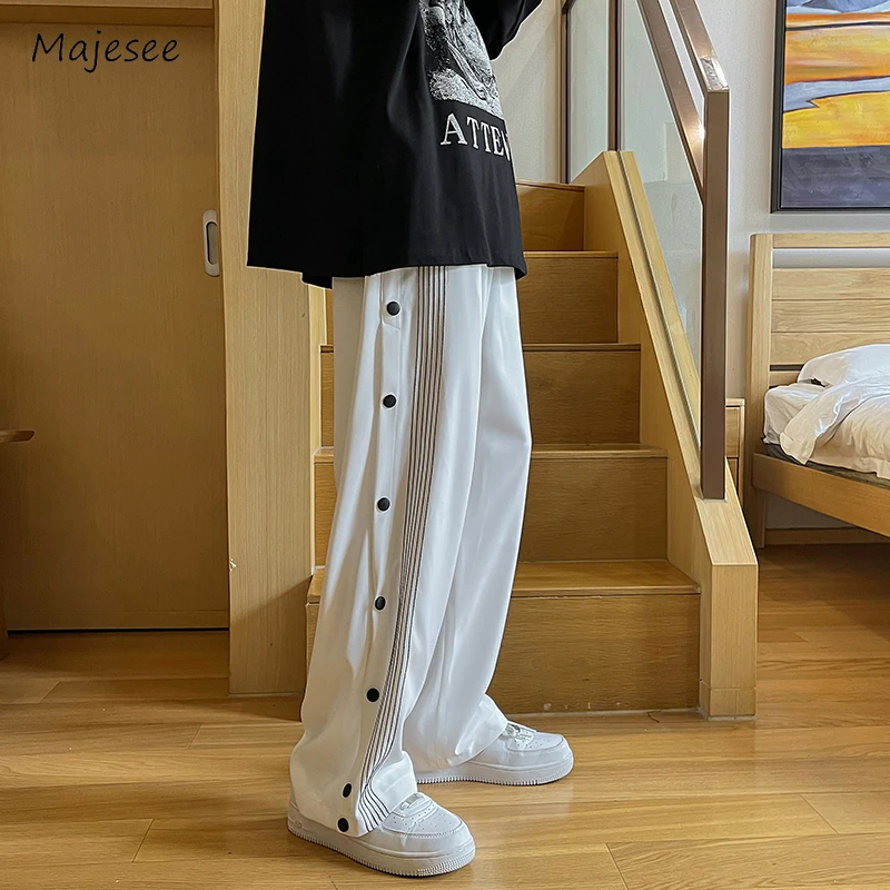 

Side Striped Pants Men Vent Solid Sporty Japanese Style Retro Daily All-match Simple Popular Normcore Temperament Aesthetic 2023