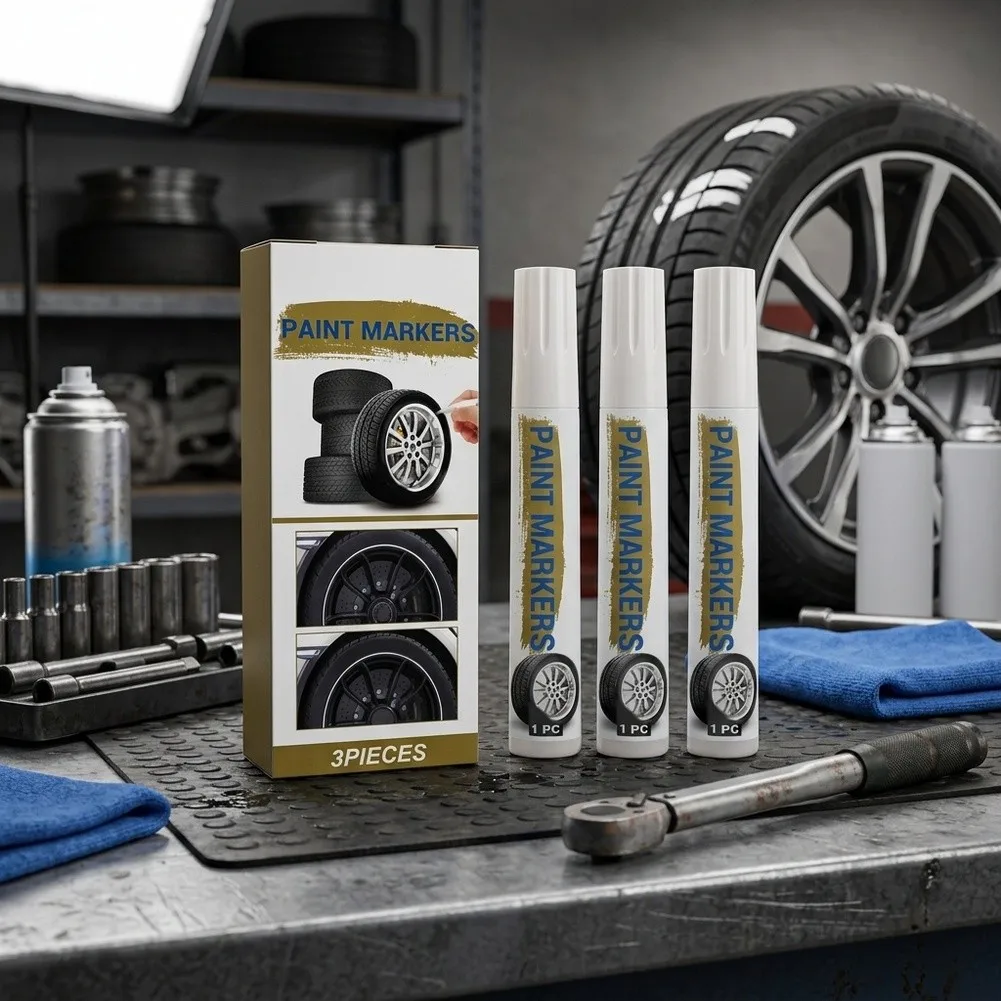 Tire Tread Paint Pen for Car Wheels Designed for Auto Rubber Surfaces Oil-Based Formula for Long-Lasting Markings