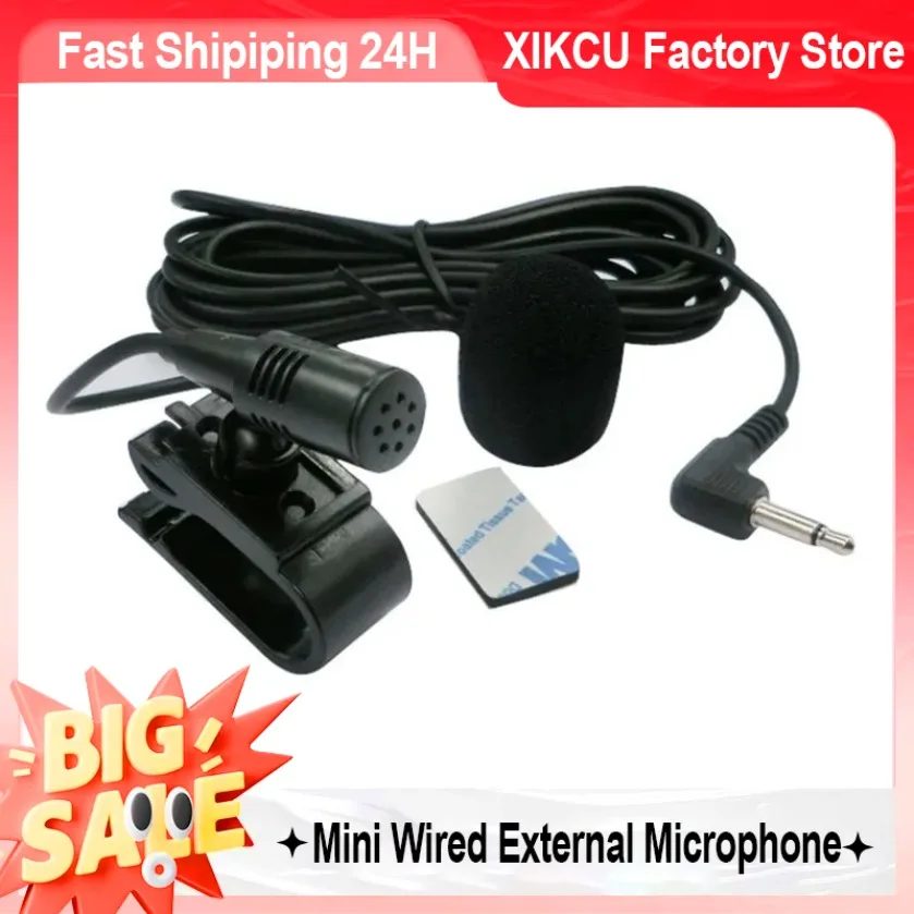 Car Radio 3.5mm Jack Mic Stereo Car Microphone Micro Mini Wired External Microphone For Auto Dvd Radio 3m Long Mini Microfono