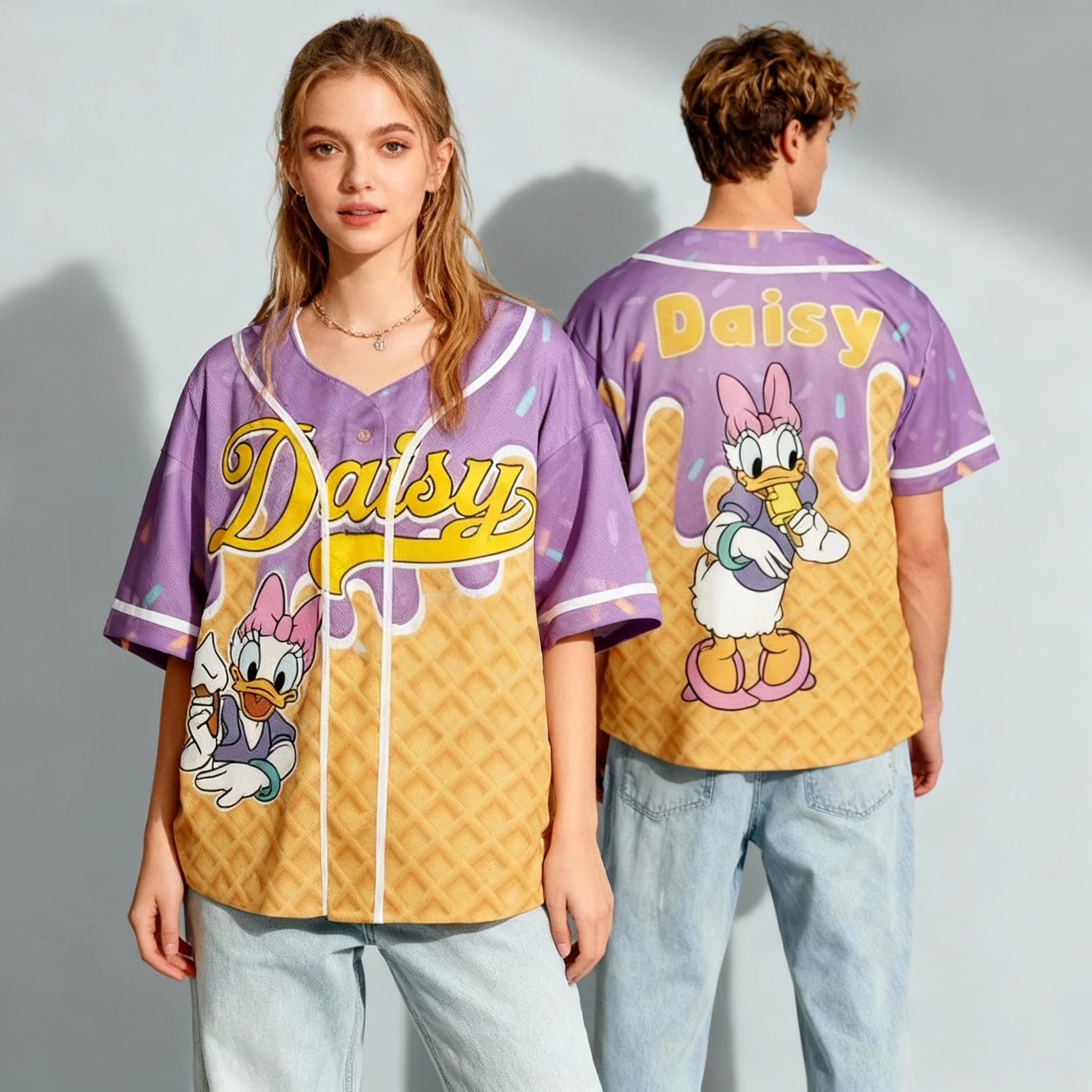 Disney Movie Series Woody Daisy Theme Jersey Sweet and Cool Street Summer T-shirt Oversized Girls Adult Hot Selling Item