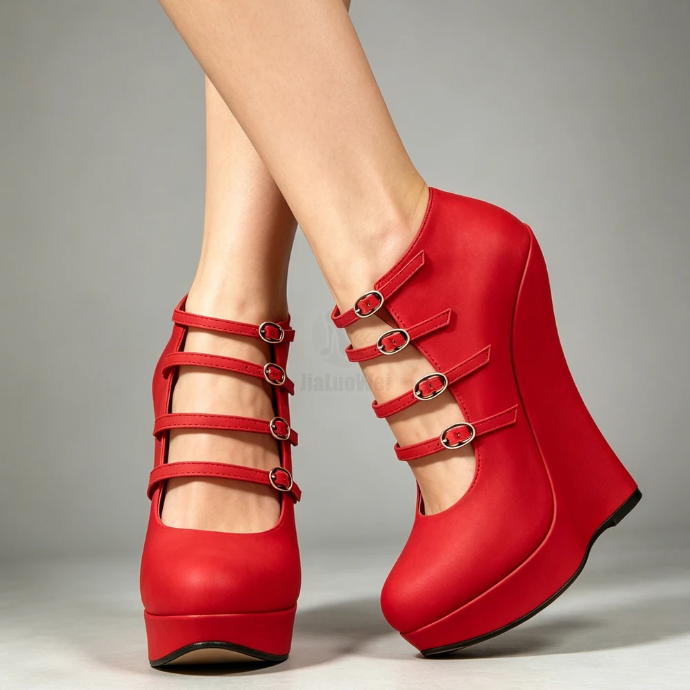 Women Sexy PU leather Stiletto Sandals Female Fashion High Heels Shoes Pumps Spring/Summer/Autumn party Wedges Plus Size 36-46