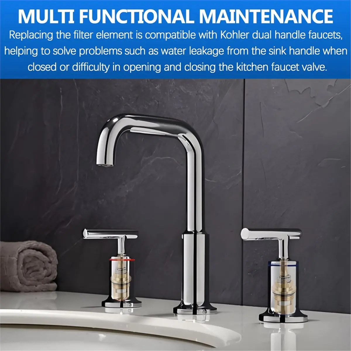 A75K Faucet Cartridges Replacement Set for K-GP77006-RP & K-GP77005-RP,Hot and Cold Faucet Ceramic Valve Cartridges