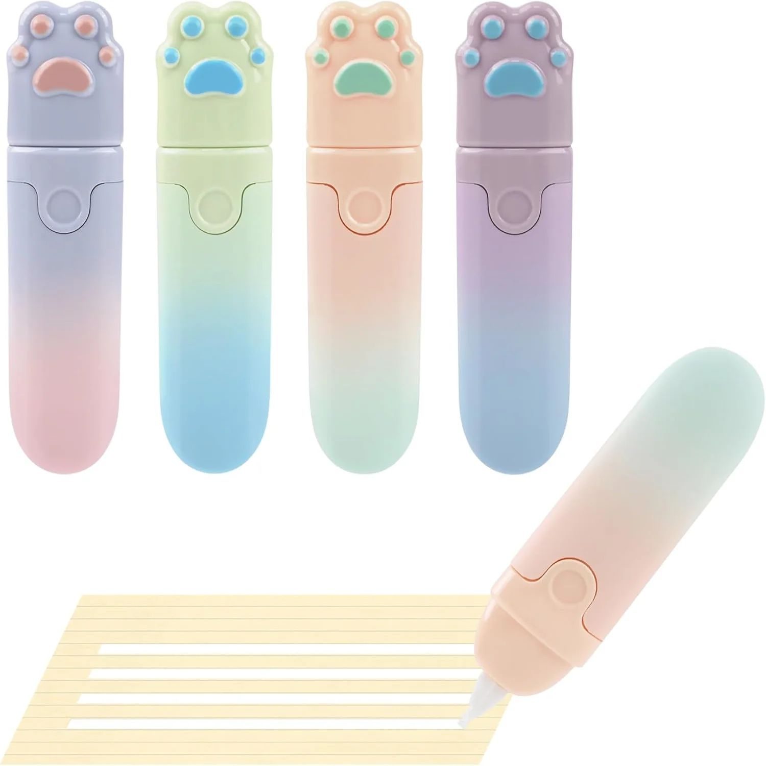 4Pcs Cute Correction Tapes, Retractable Pen for Correction, Easy to Use, Aesthetic Tape Set for Students School Office Supplies