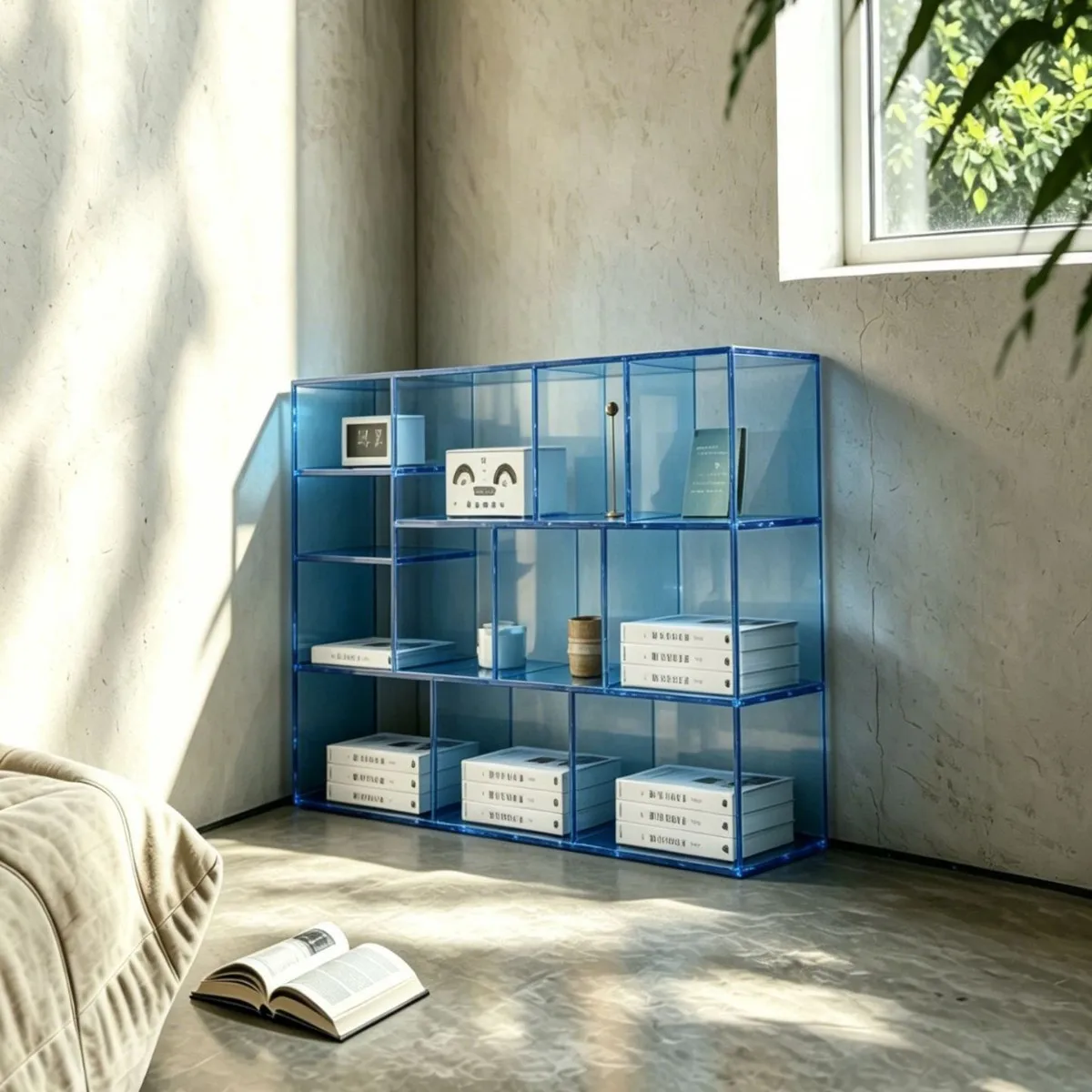New acrylic large floor-to-ceiling bookcase, locker, living room, sofa side, several layers of book storage shelves