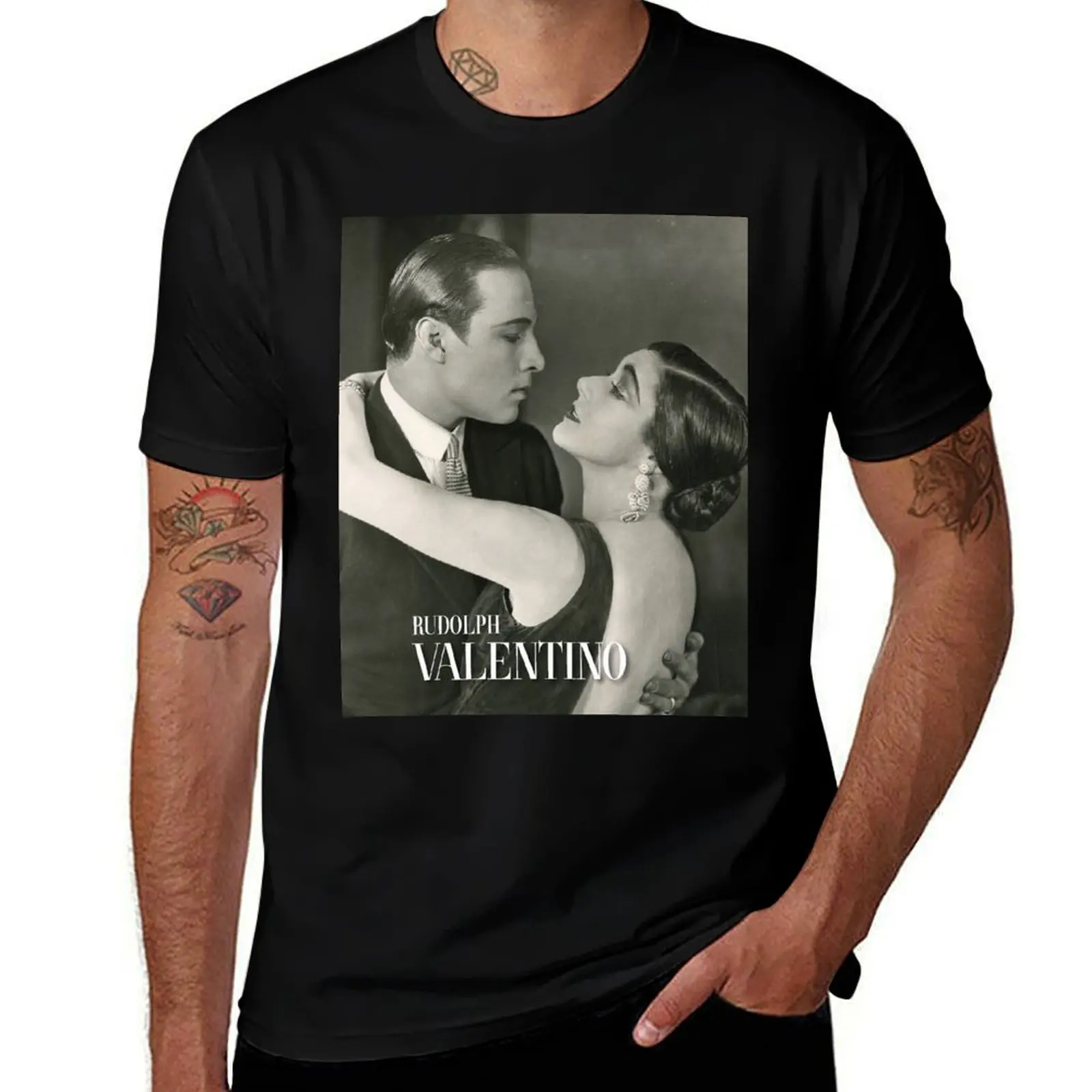 

Silent Movie Icon - Rudolph Valentino T-Shirt tops boys animal print mens plain t shirts