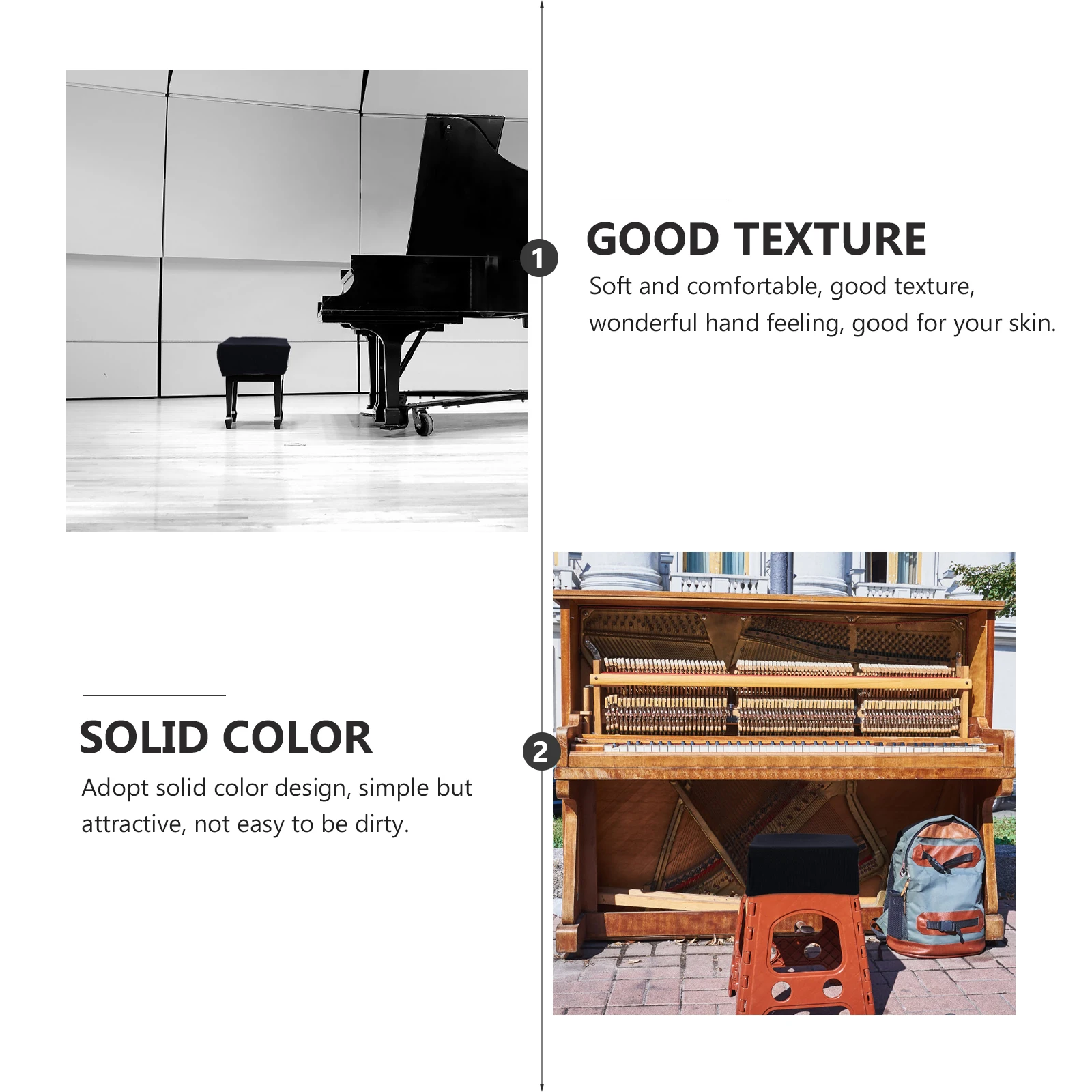 

Elegant Soft Piano Stool Cover Solid Color Bench Cover Practical for Home Decorations and Gathering Celebrations