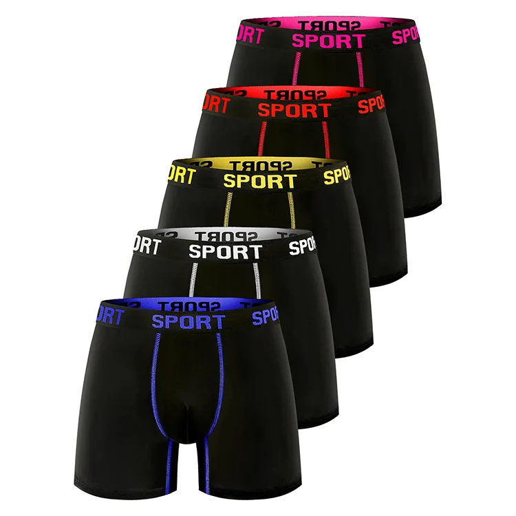 Men's Boxer Shorts Large Size Extended Length Flat Angle Pants Comfortable Breathable Elastic Sports Underwear Middle Waist