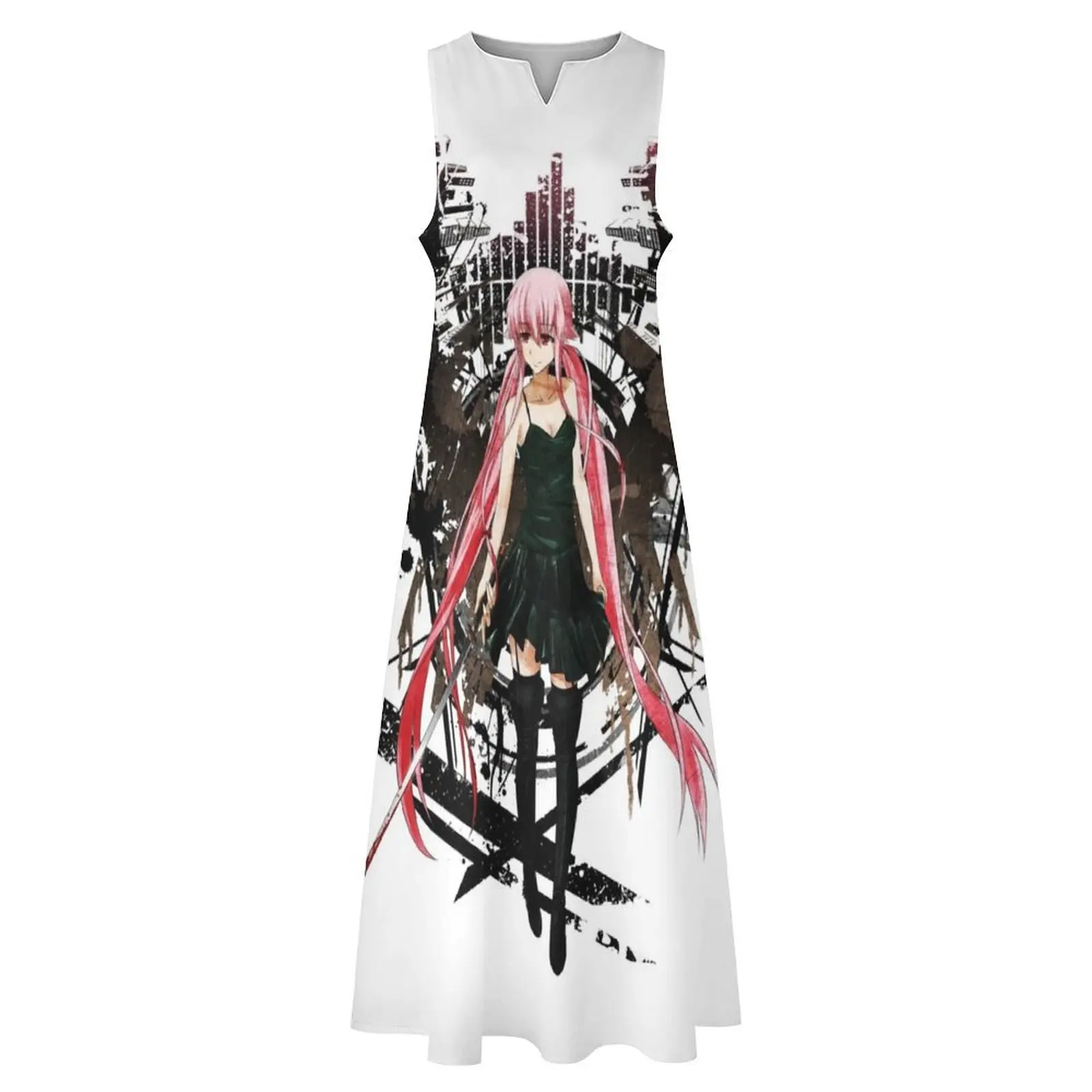 Gasai yuno anime futuro desolagem anime camiseta vestido longo vestidos de verão femininos 2025 vestidos para eventos especiais vestido