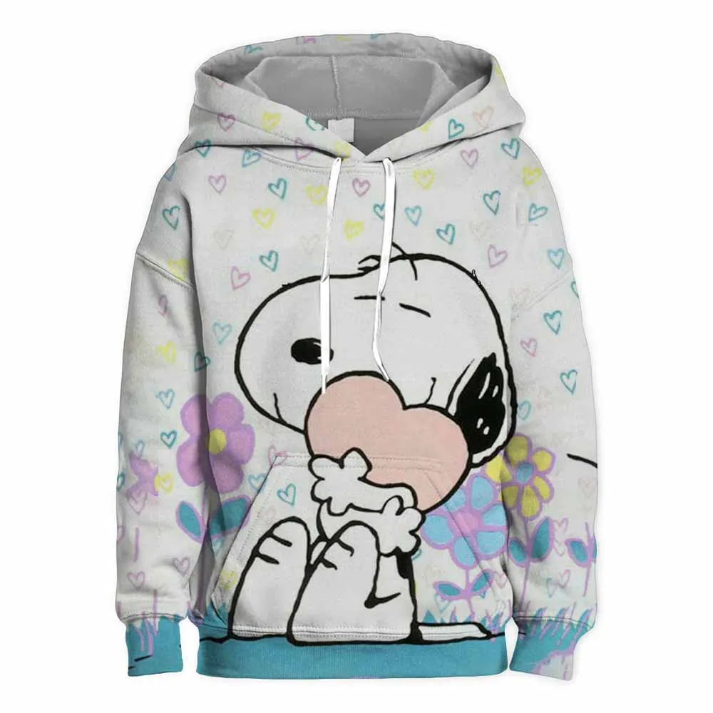 Snoopy White Cartoon Anime Children Pullover Tops 2024 New Fashion Boy Girl Kids Hoodies Spring Autumn Children's Sweatshirt