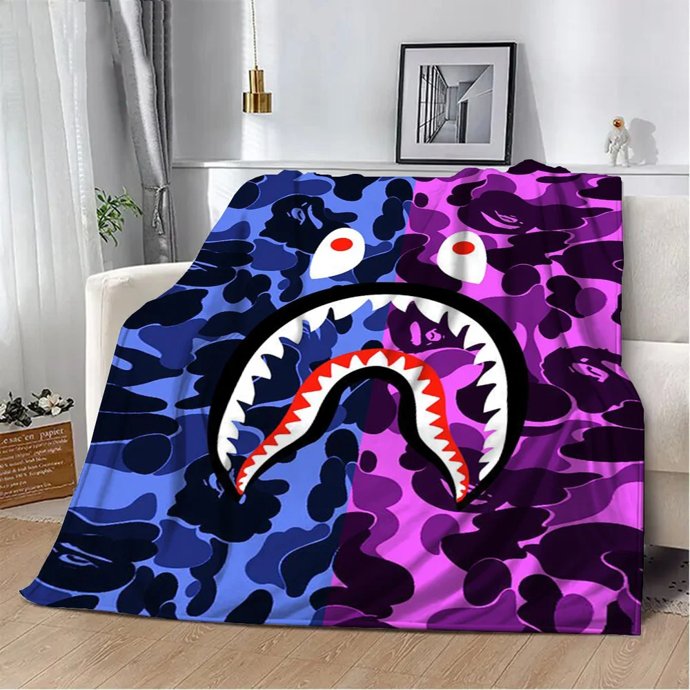 B-BAPES Luxury Throw Blanket for Sofa Decoration Warm Blankets for Cold Microfiber Bedding Fluffy Soft Blankets Characters Nap