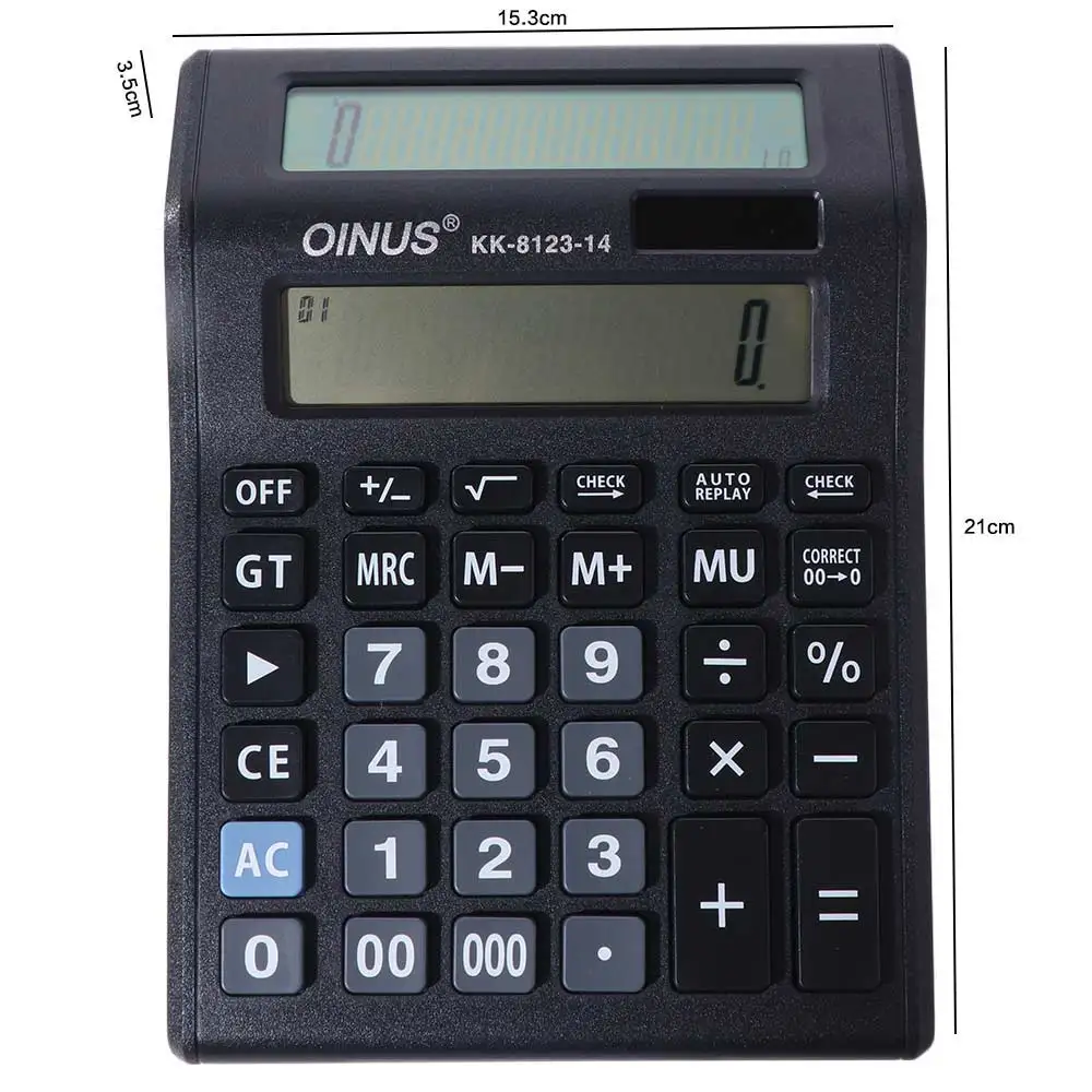 

Multifunctional Solar Dual-Screen Calculator Efficient Calculation Stationery 14 Digits Calculator Large Screen Display