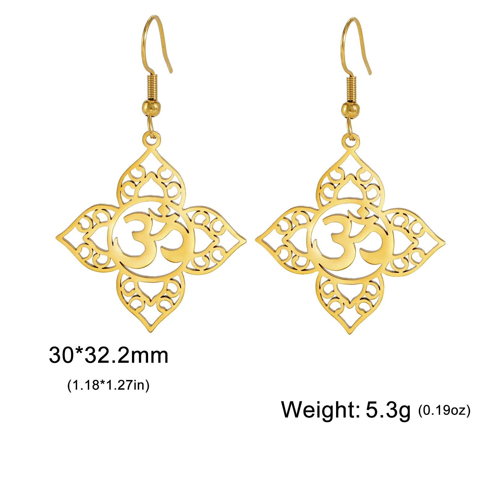 Dawapara Yoga Lotus OM Symbol Dangle Earrings for Women Aum Ohm Spiritual Amulet Chakra Pendant Stainless Steel Jewelry