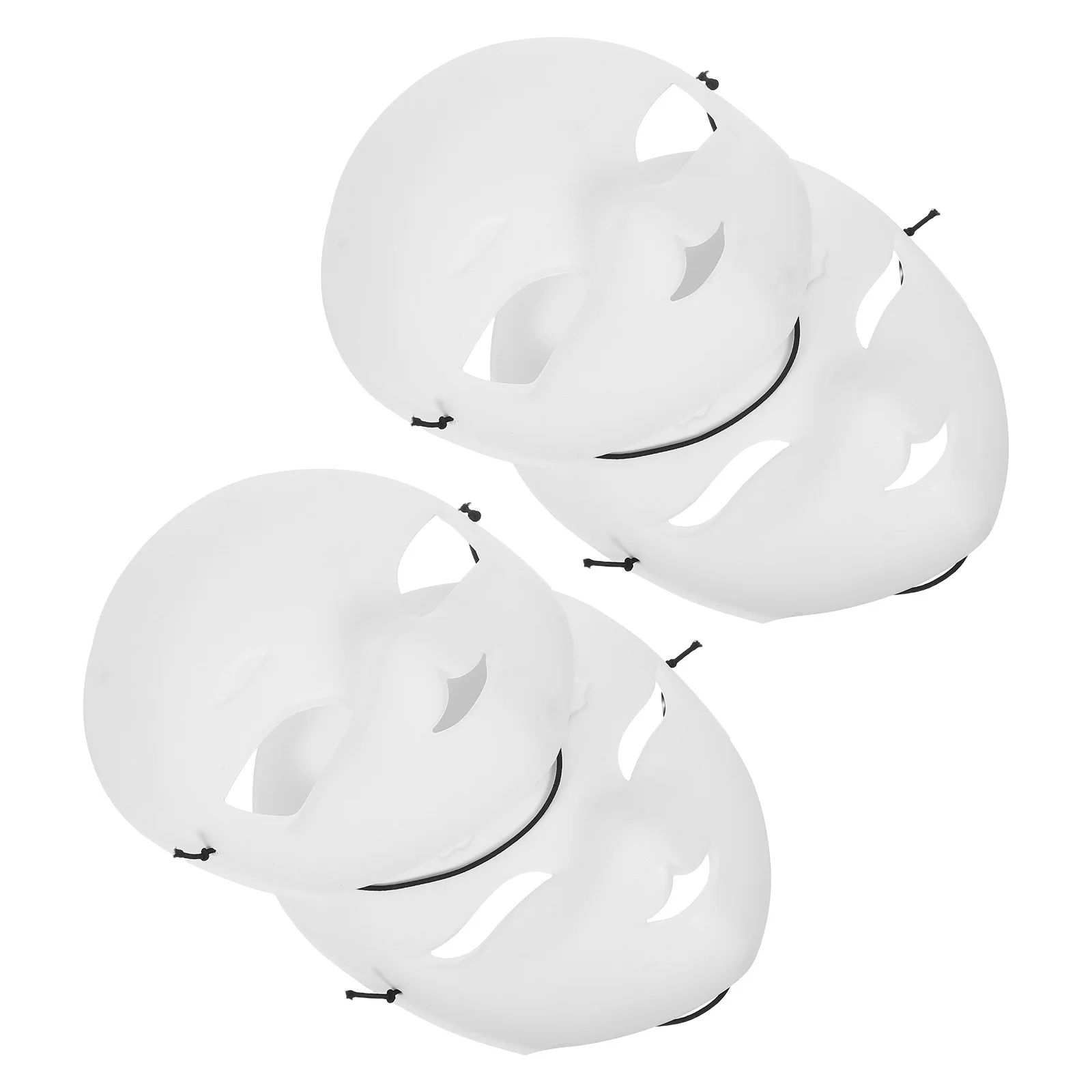 

4Pcs Fox Masks Matte White Blank Paintable Plastic Face Covers for DIY Halloween Cosplay Masquerade Costume Accessories