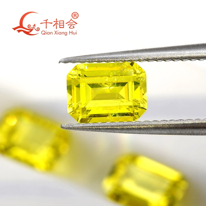 مختبر نمت حية اللون الأصفر الزمرد قطع Yttrium الألومنيوم العقيق جوهرة الحجر مع زراعة تسافوريت المدخلات YAG مجوهرات