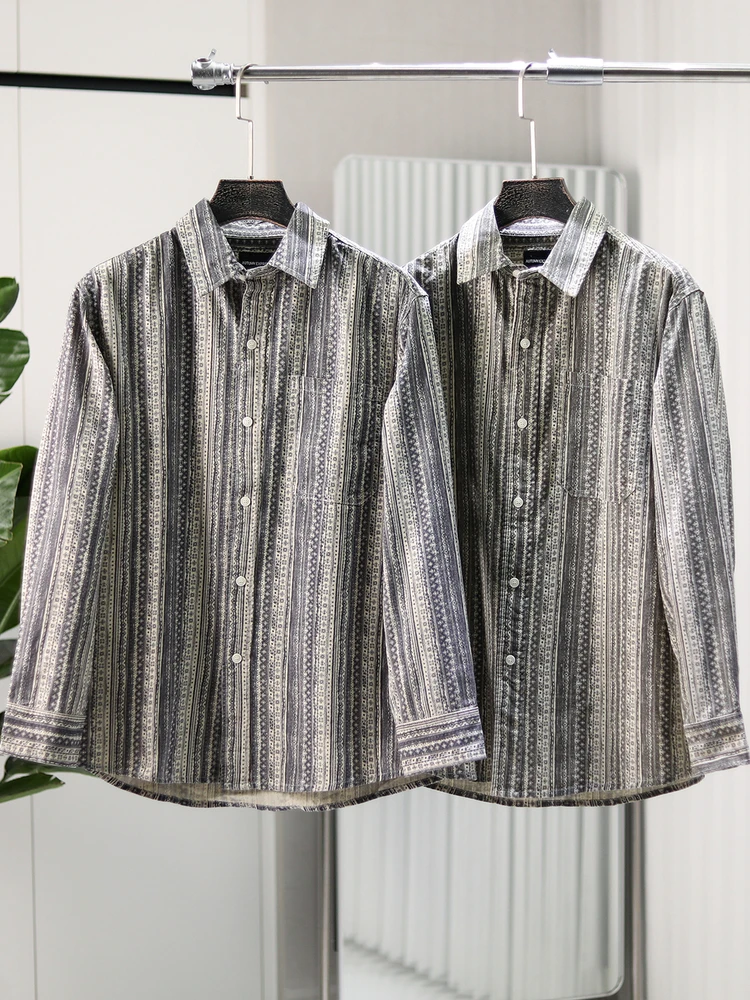 

Retro Ethnic Print Long Sve Cotton Casual Loose Fit irt for Men Comfortable Breathable Faion Urban Sle Spring Autumn