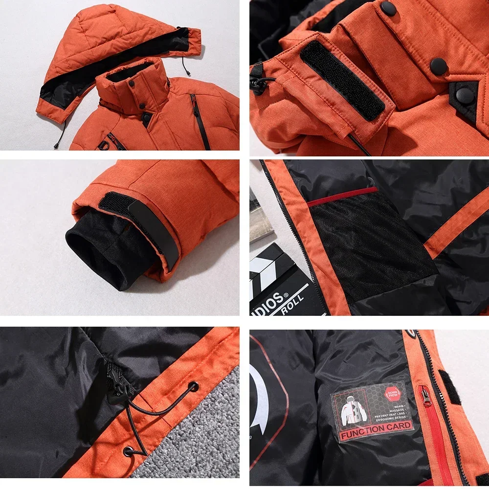 Terno térmico à prova de vento para homens, jaqueta, calças babadores, conjunto quente, traje de neve masculino, snowboard, inverno, novo