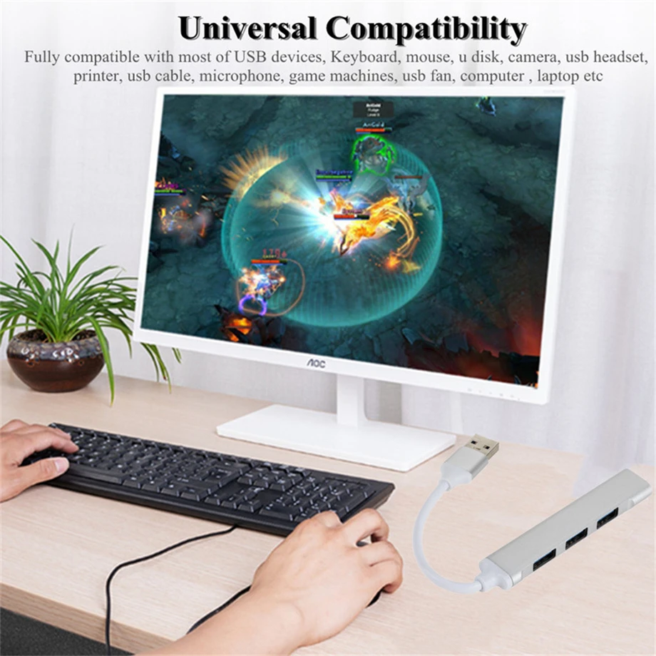 4 منافذ USB 3.0 نوع C HUB المتوسع الفاصل المحور عالية السرعة OTG محول محطة الإرساء لأجهزة الكمبيوتر المحمول القرص الصلب لوحة مفاتيح وماوس