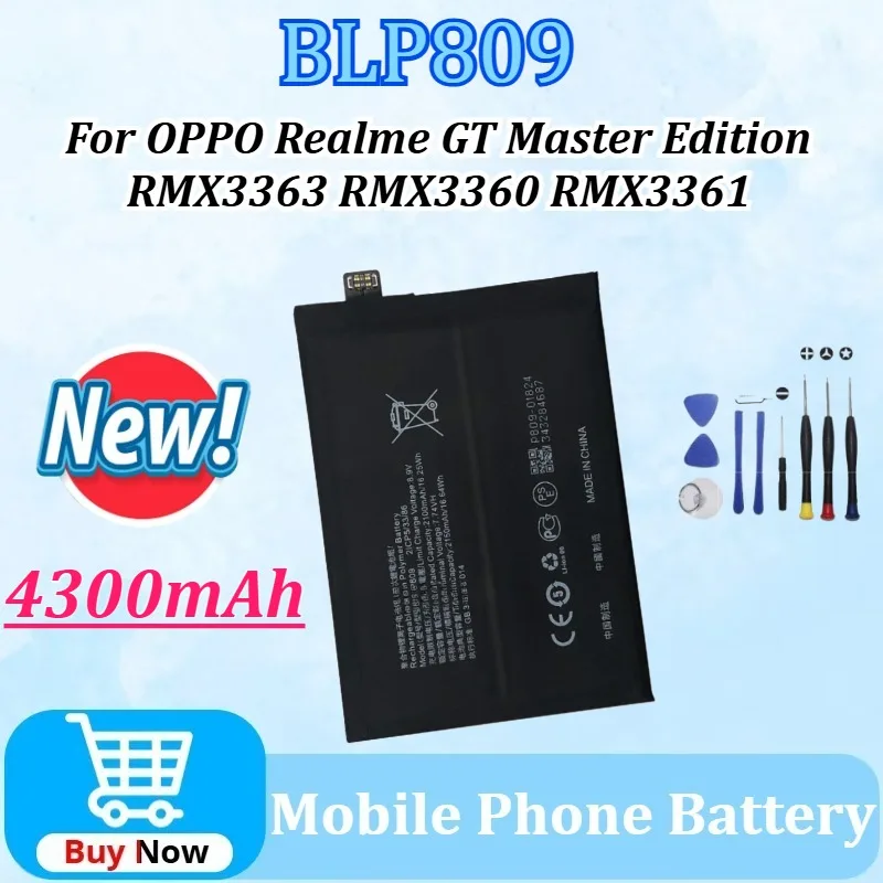 

New BLP809 Battery 4300mAh for OPPO Realme GT Master Edition RMX3363 RMX3360 RMX3361 Replacement High Quanlity Batteries+tools