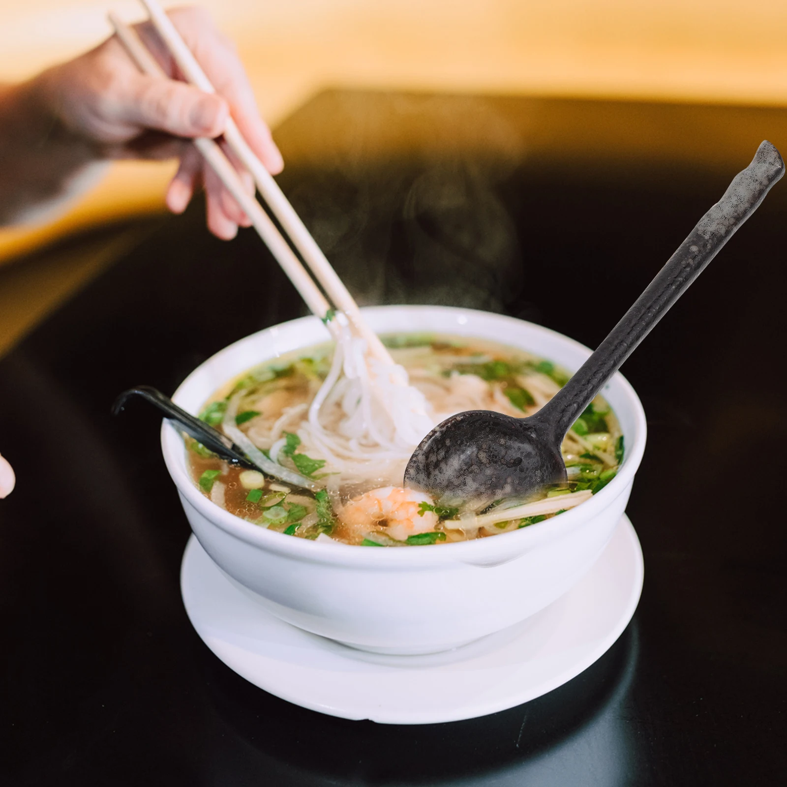 2 قطعة ملاعق شوربة من الخيزران سيراميك عالي الجودة سهل التثبيت مكان بسيط عصري طويل مقبض أدوات مائدة المطبخ #4