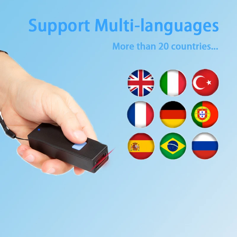 Portable Mini BT Barcode Scanner Quick 2D QR Code Reading USB Interface Stock CMOS Wireless Instant Upload for Android MAC Phone