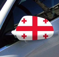 Directly Delivery 2 Pcs Free Size Four-way stretch fabric Georgian Flags Car Mirror Cover