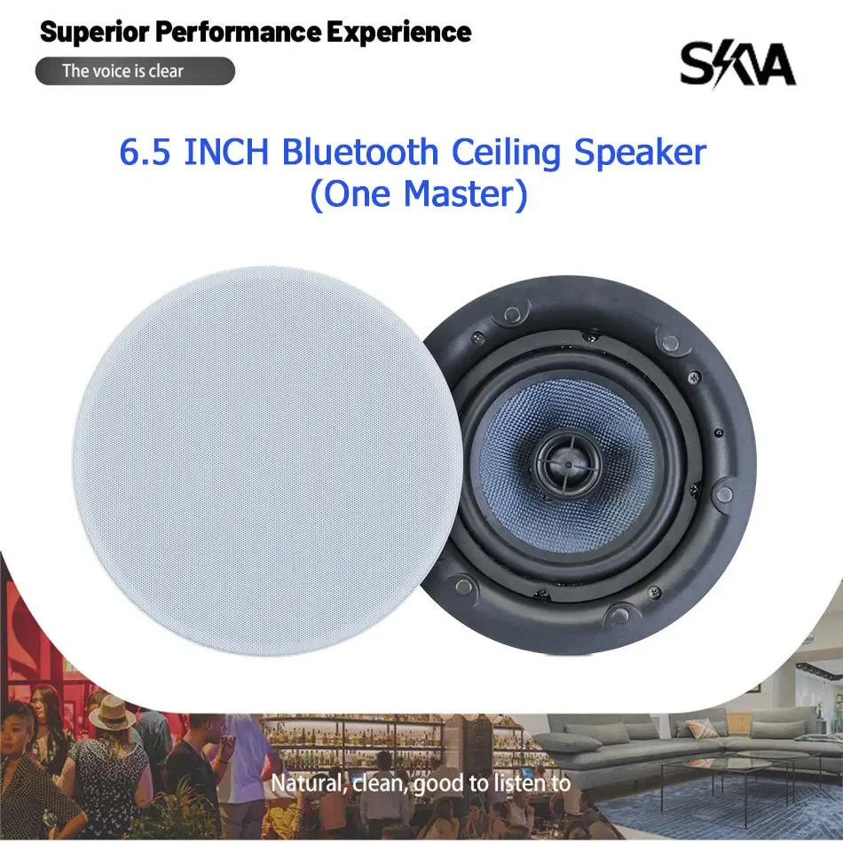 

Bluetooth Ceiling Speaker Powerful 40W Class D Amplifier Stereo Coaxial Loudspeaker with Magnetic Grill for Home Music System