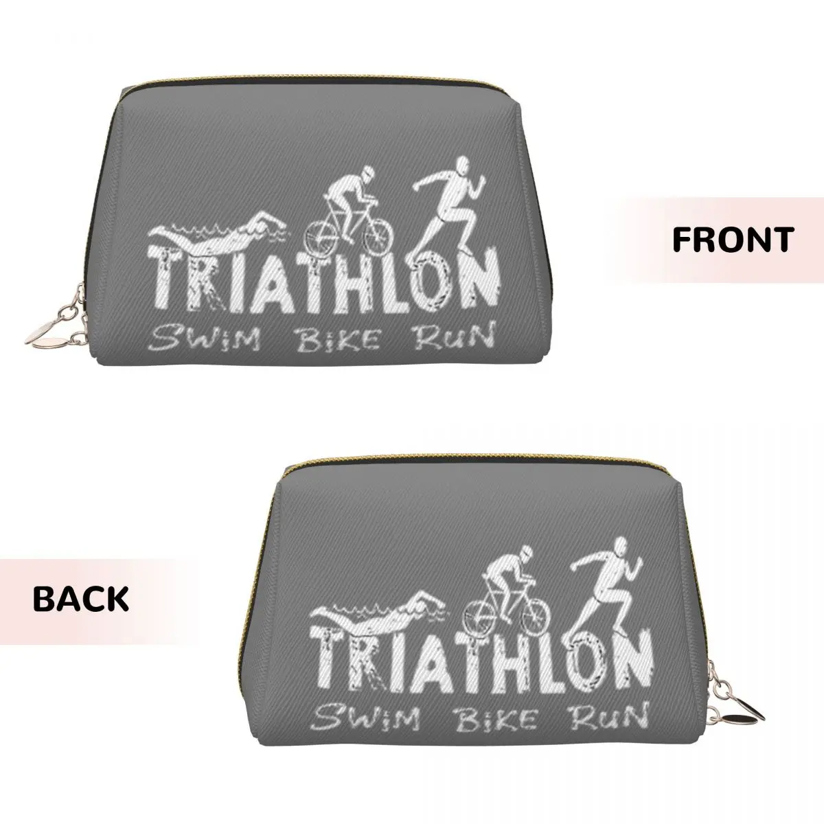 Triathlon Swim Bike Run Athlete Women Cosmetic Bags Travel Makeup Organizer Pouch Toiletry Storage Dopp Kit Box