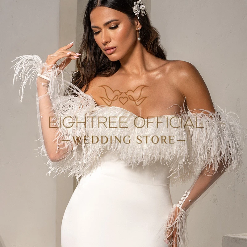 Eightree-Robes de mariée sirène formelles, Off The Initiated Feather Patients fur s, Boho Wedding, Evening Prom, What BestiEducational