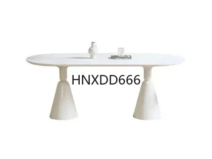 

French Cream Style Stone Plate Dining Table Household Dining Table and Chair Rectangular Dining Table