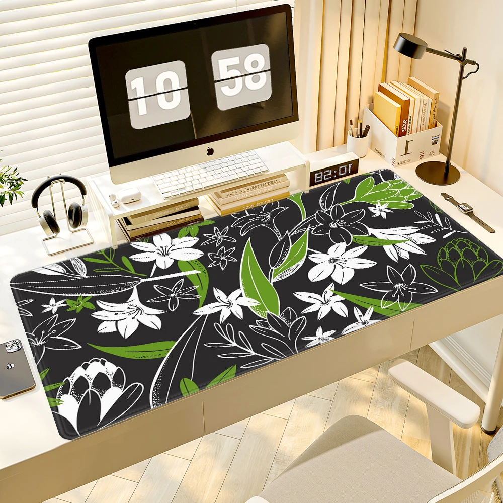 

Mouse Pad Gamer Green & Floral XL Home HD Computer Large Mousepad XXL 90X40CM Desk Mats Soft Non-Slip Carpet Computer Table Mat