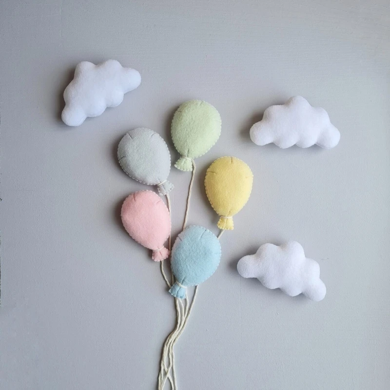 Newborn Photography Props Balloon Clouds Set Handmade Wool Felt Star Moon Baby Jewelry Home Party Decor Infant Photo Backdrop