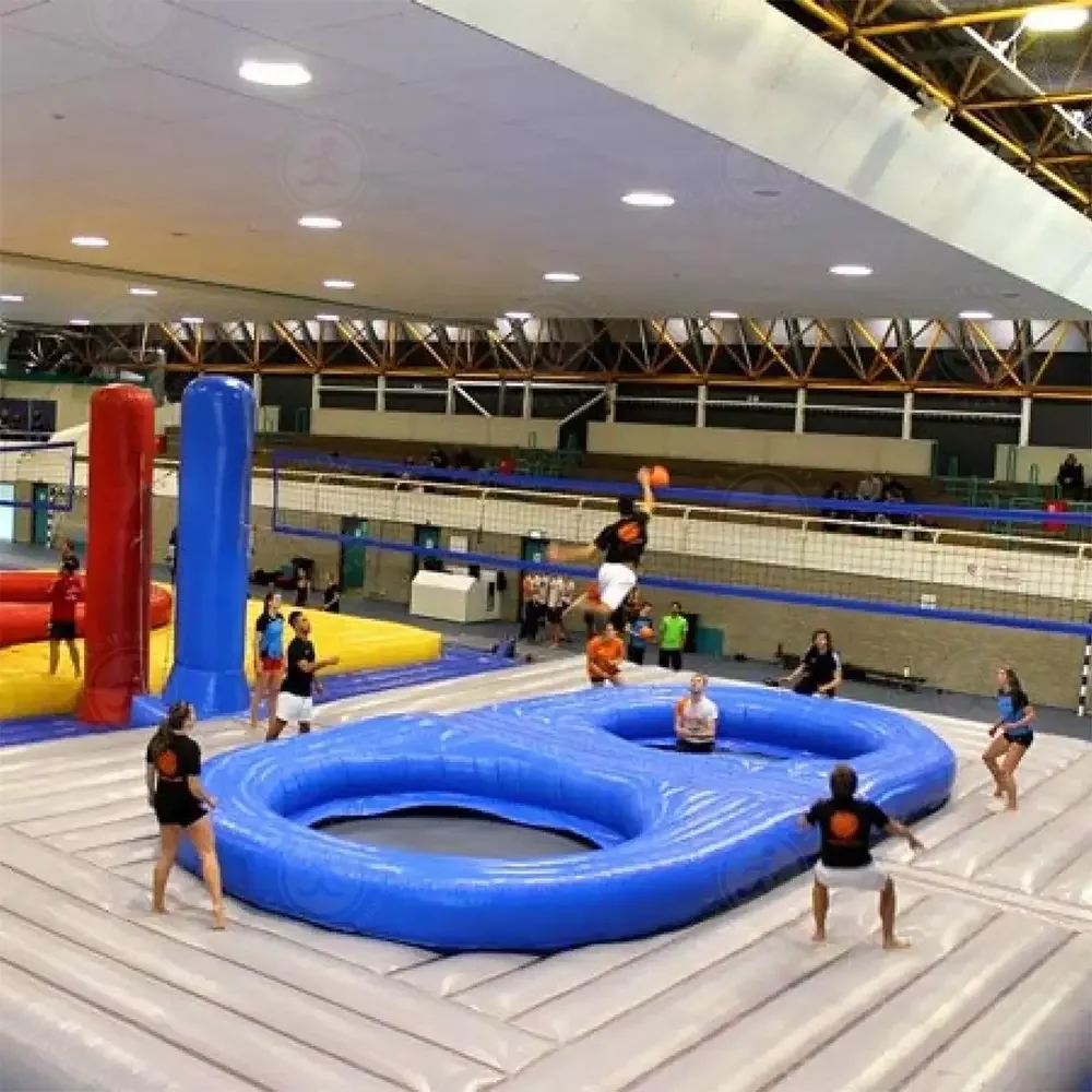 Inflatable Beach Volleyball Court, Medium Size Inflatable Bossaball Court, Outdoor Playground Sport Games, Portable Fun Game