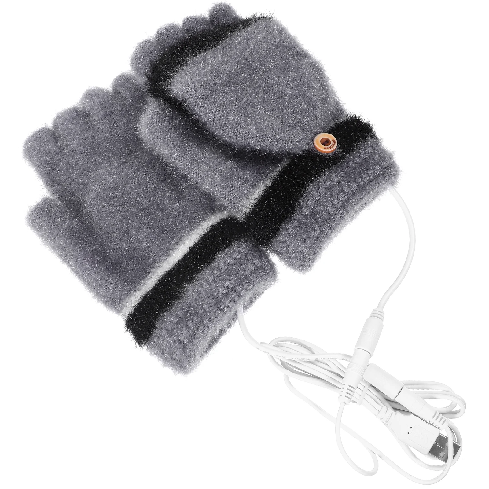 

Heated Gloves Electric Warm USB Charging Dualsided Heating Silver Gray Outdoor Thermal Riding Winter H Warmers