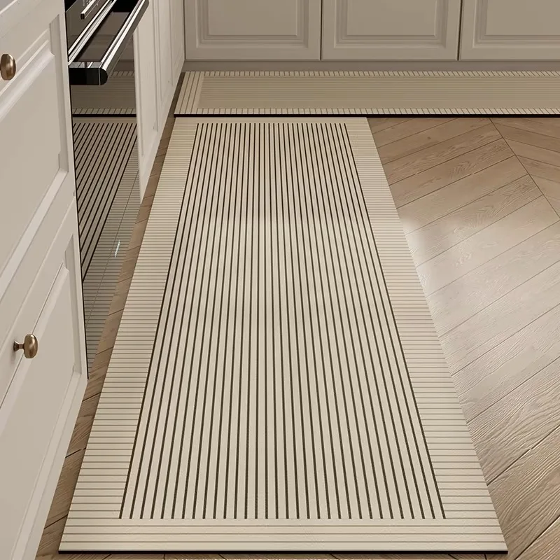 VIKAMA 2pc Modern Simple Diatom Mud Mat Long Strip Oil Absorbent Quick Drying Floor Mat Household Non-Slip Kitchen Mat