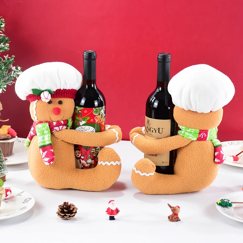 Christmas Gingerbread Man Doll Christmas Tree Decor Wine Bottle Set Curtain Hanging Decor Home Xmas New Year Party Decor Gifts