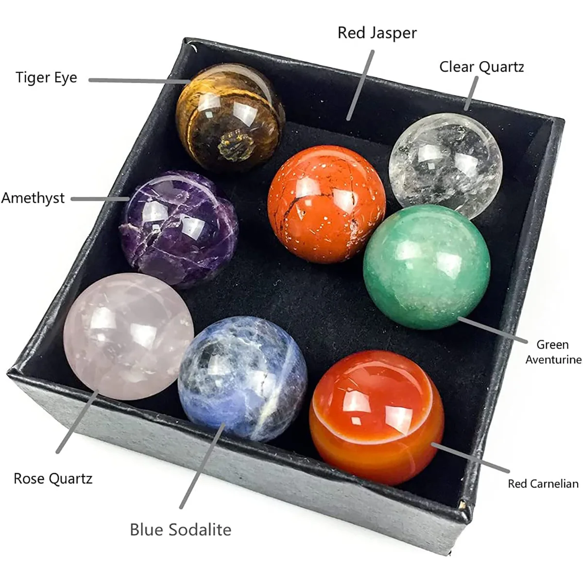 8 Crystal Sphere Ball Gift  for Chakra Balancing Therapy Healing Stones Crystals Spheres Balls Diameter 20mm