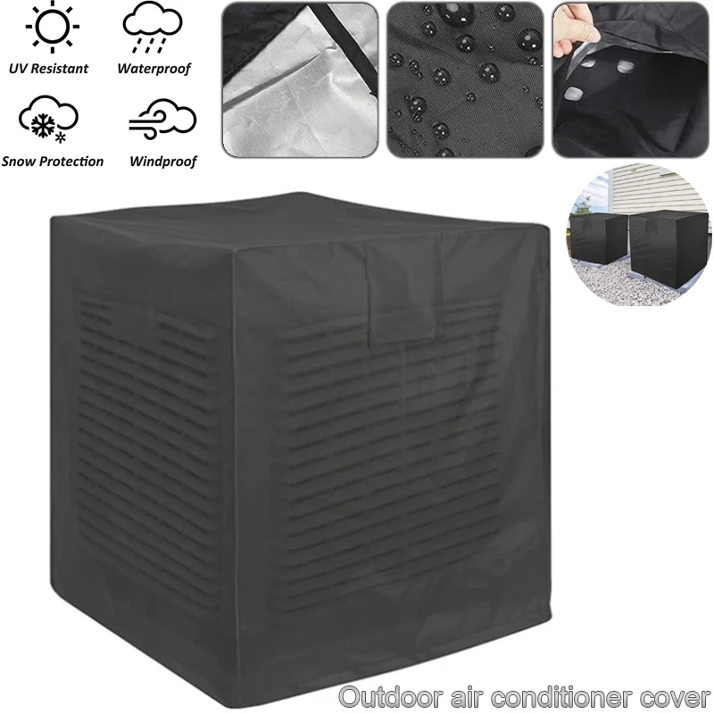 

1PC Portable 210D Square Vertical Air Conditioning Cover with Adjustable Drawstring Waterproof Fits Many Style Air Conditioner