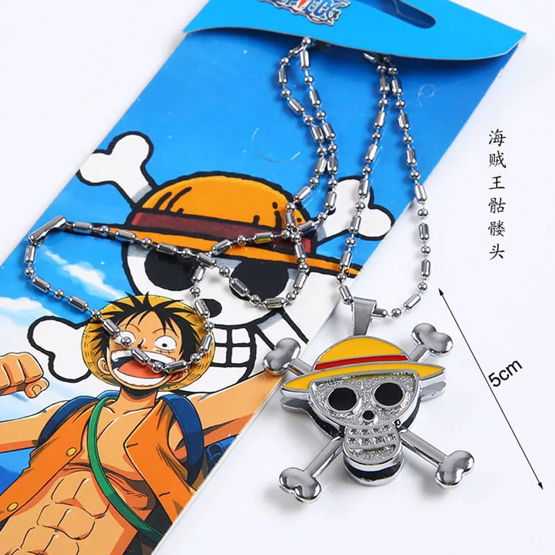 Anime One Piece Monkey Luffy Hat Whitebeard Nami Ace Chopper Robin Law Happy Face Skull Necklace Pendant Men Jewelry Accessories