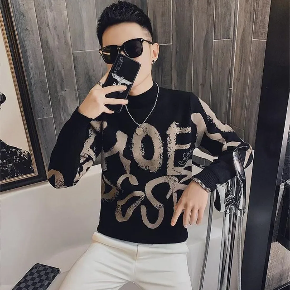 Autumnr and Winter Men's Knit Sweater Thick Pullovers Male New In Knitwear Y2k Korean Fashion Casual Top Cheap Original Jumpers