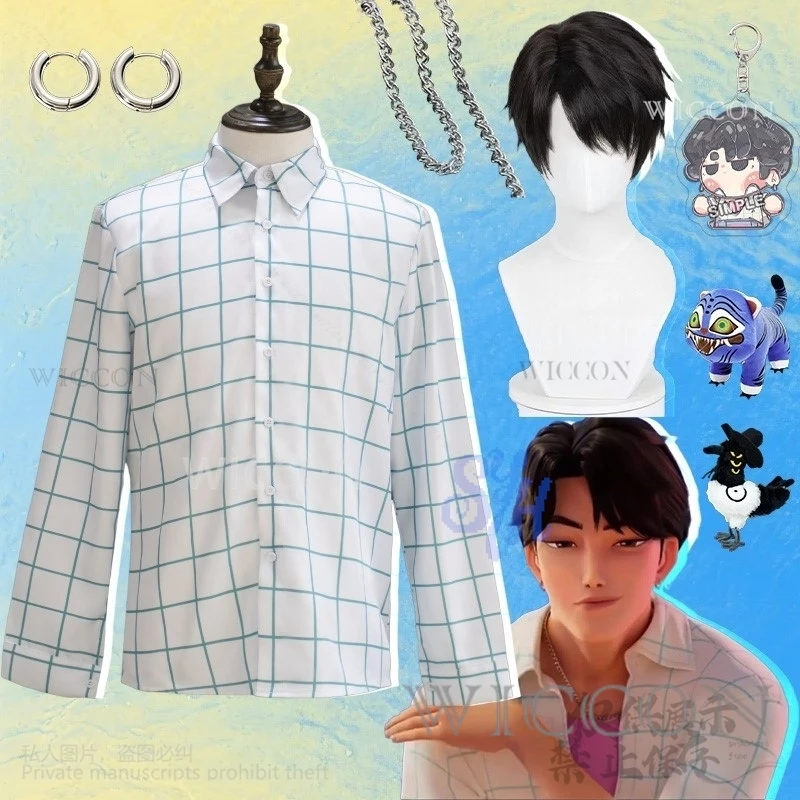 

Anime Kpop Demon Cosplay Jinu Costume Saja Boys Soda Pop Uniform Fashion Handsome Korea Idol Retro Plaid Long Sleeve Shirt 코스프레