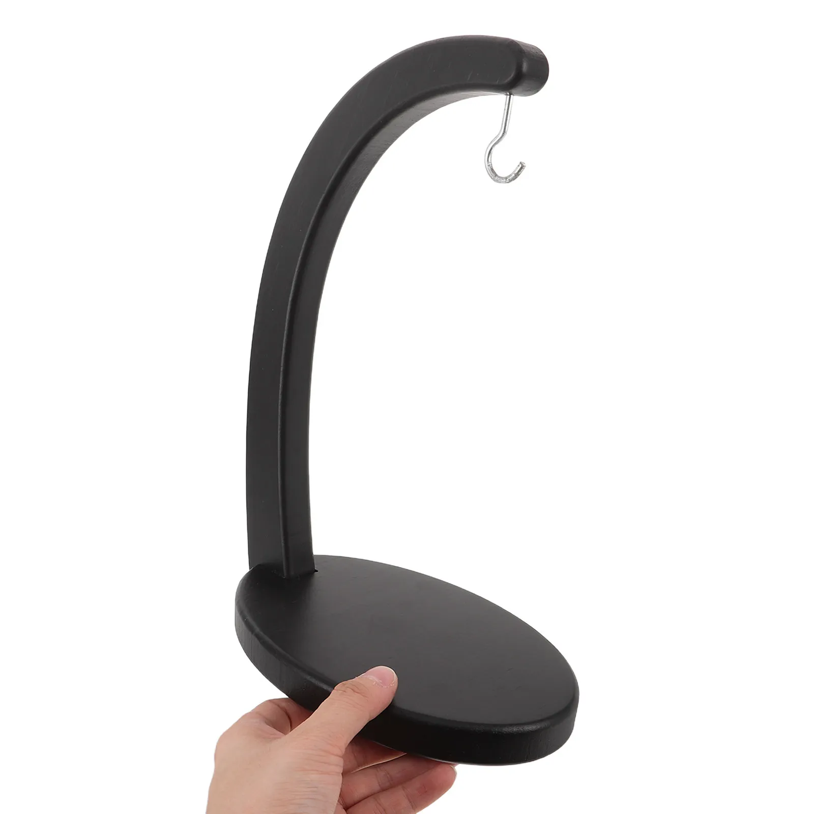Black Bamboo Banana Holder Stand Stable Countertop Organizer Hanging Hook Grape Holder Rack Kitchen Fruit Display Space-Saving