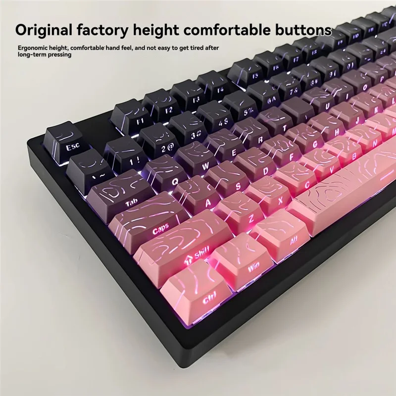 HJ-For MX Compatible Key Cap Set- Contour 4.0 Side Engraved PBT Translucent 133 Keys Gaming Mechanical Keyboard Keycaps