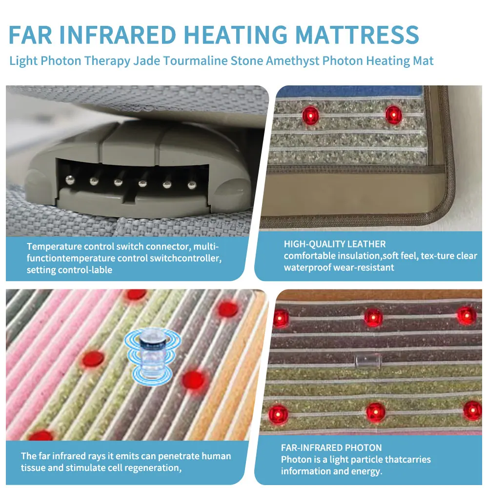 PEMF الفوتون كريستال مرتبة تدليك الطاقة 12 لون تدليك الحجر الساخن العلاج حصيرة المجال المغناطيسي موجة فائقة تخفيف آلام الظهر