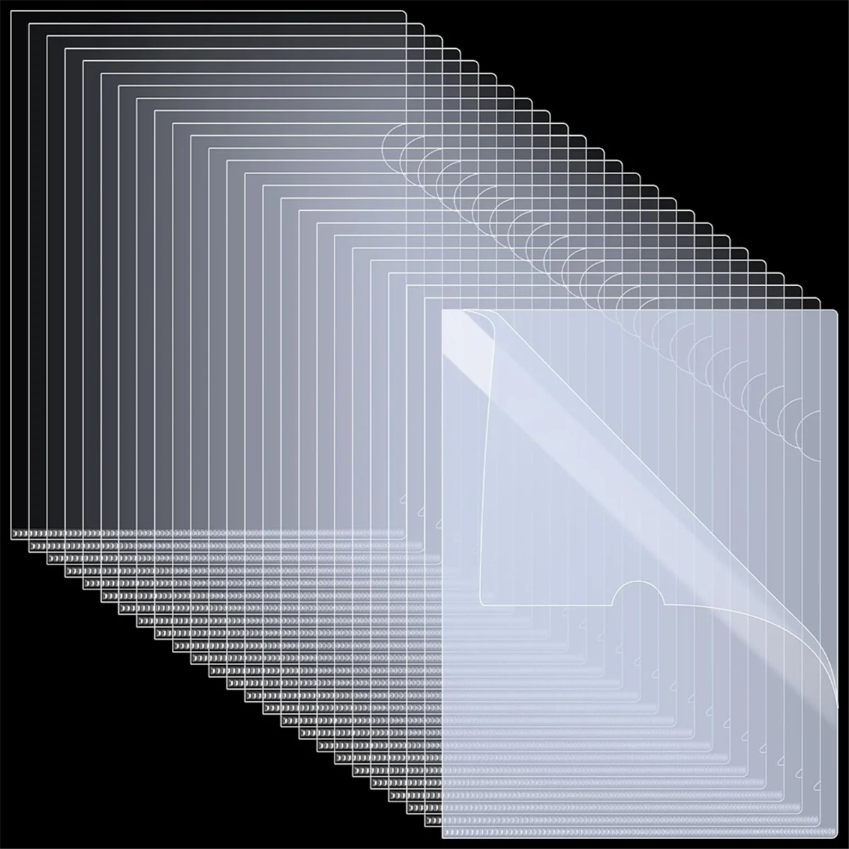 

A75k 60pcs Plastic Clear File Folders L Shape Copy Security Project Folders Paper Sleeve Folders for A4 / Letter Size Paper