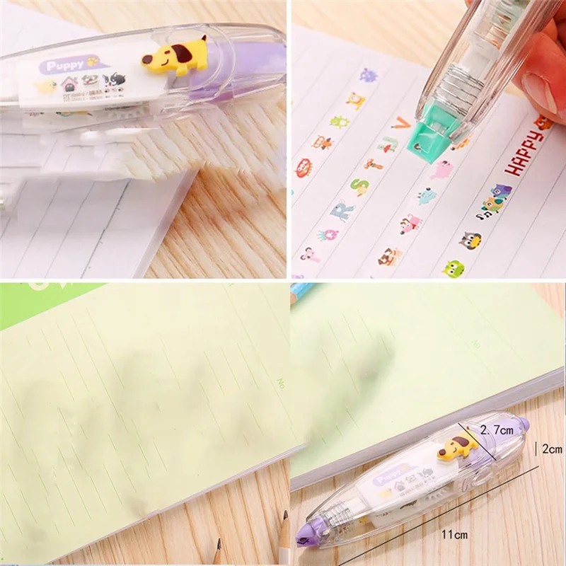 6 個かわいい動物装飾ペンプレスタイプ装飾ペンかわいい動物レース修正テープ装飾テープペン