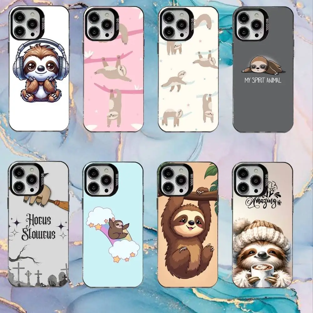 

Cute Sloth Animal Phone Case For iPhone17,16,15,14,13,12,11 Plus,Pro Max Black Candy Matte Shockproof Cover