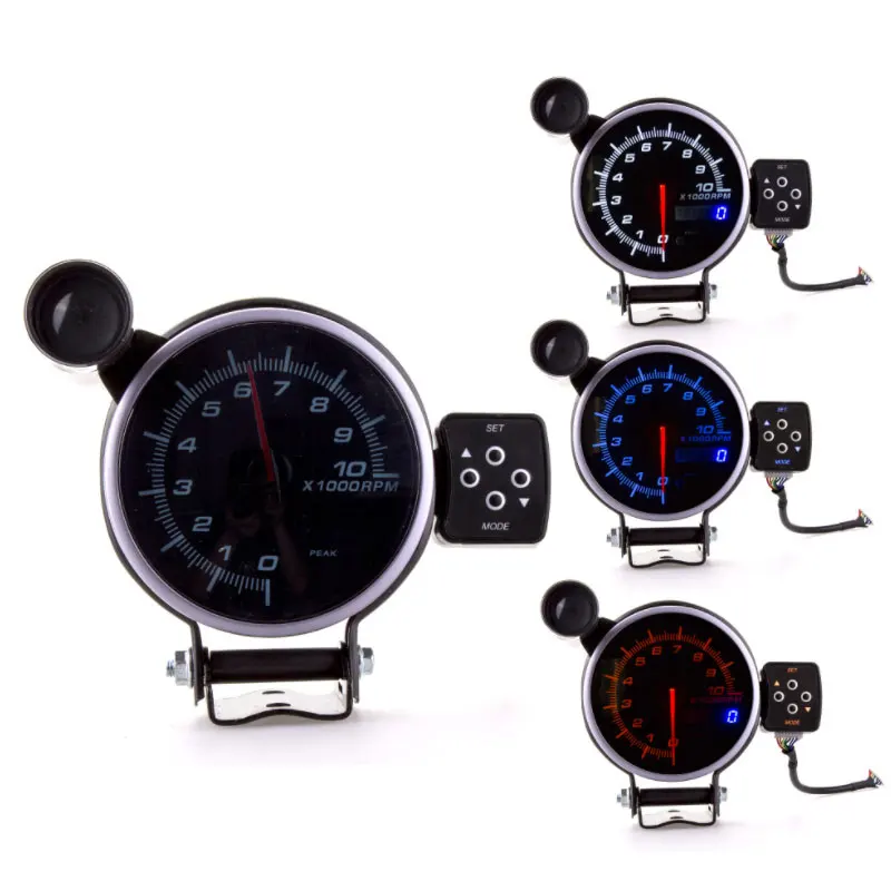 95mm Blue Color LED Display RPM Auto Tachometer Gauge Meter
