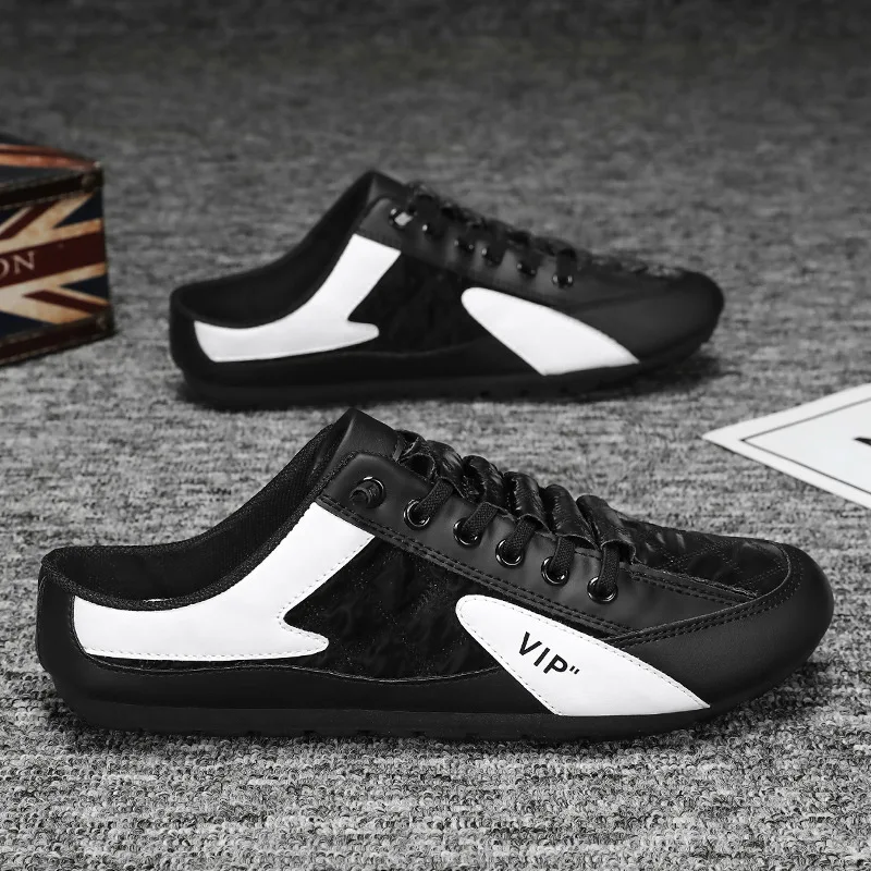 

2025 Summer New Men's Cloth Shoes Korean Edition Trendy Versatile Casual Shoes Half Slippers Waterproof Raincloth Sandals