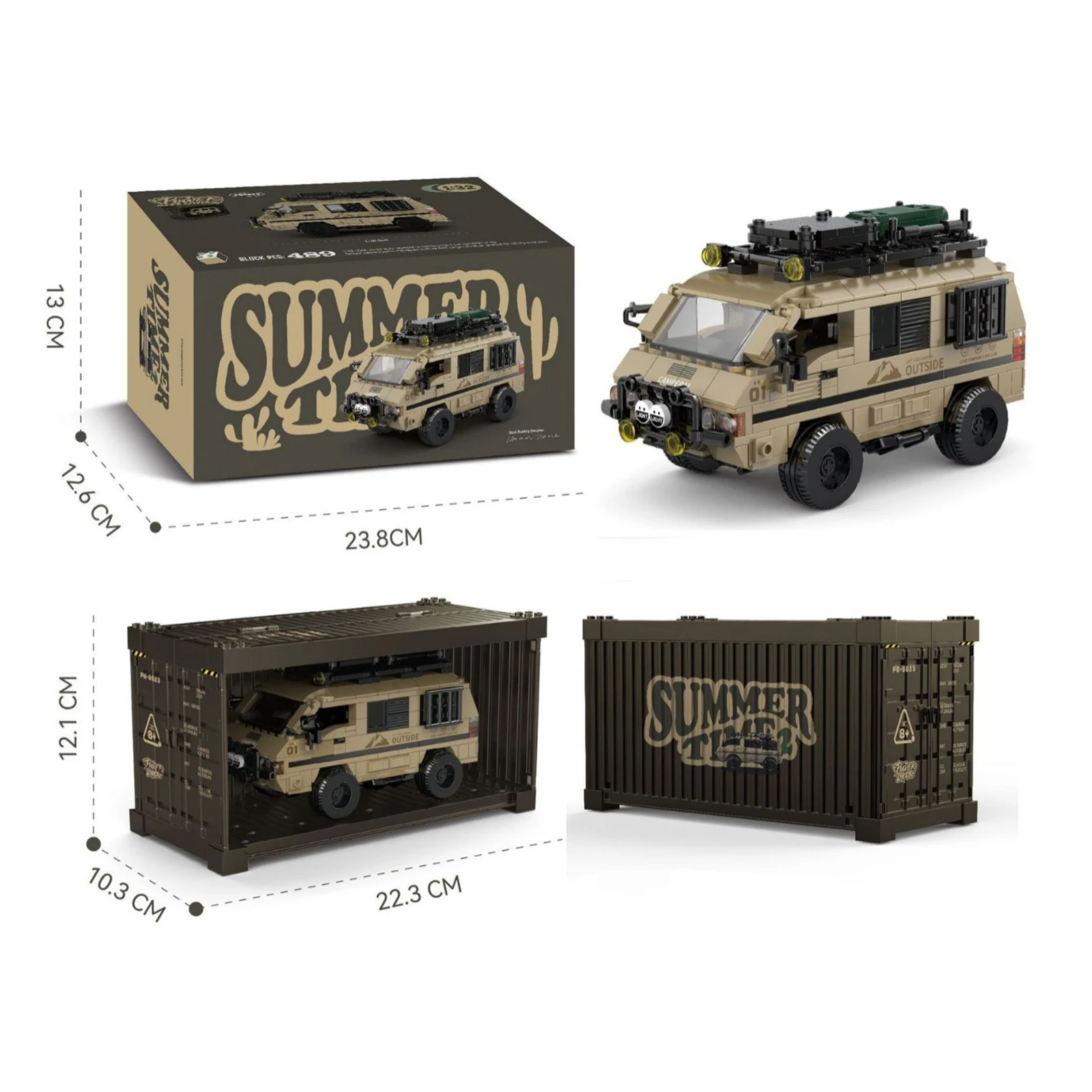 

PB8823 Кемпер-фургон, модель 489 шт., строительные блоки, городской кемпер, сборка автомобиля, строительная игрушка с коробкой для хранения, идея подарка для детей