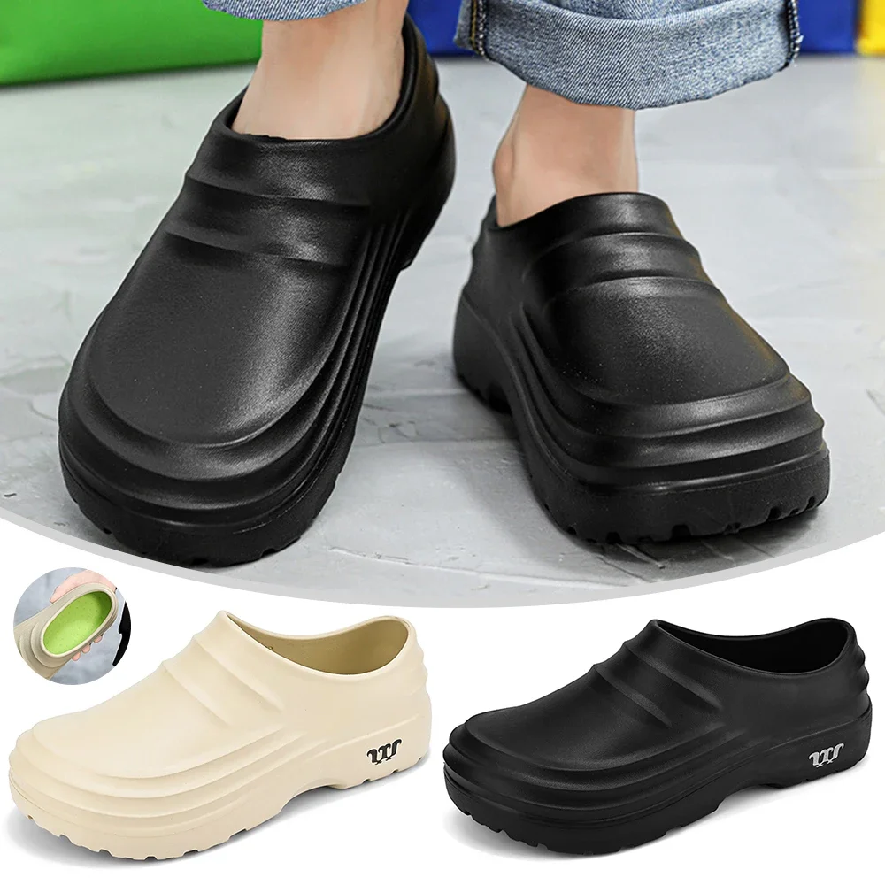

New Men's Anti-slip Chef Shoes Sandals For Men Working shoes Waterproof fashion Garden Shoes Clogs For Beach Slippers Size 36-44